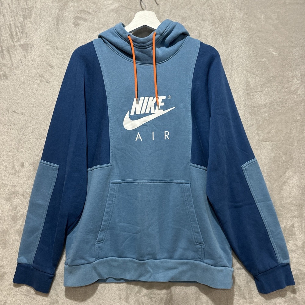 Nike Air Men's BB Fleece Blue Pullover Hoodie Size Large